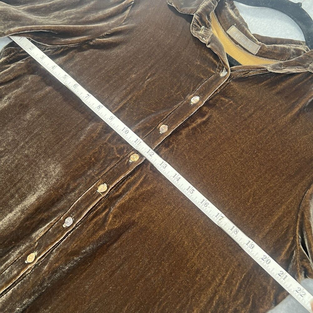Cut Loose Velvet Easy Shirt Tunic Top Large Brown Silk Rayon Button lagenlook - Picture 8 of 13